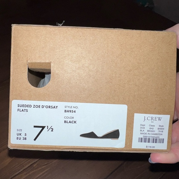J. Crew Women's Black Suede Flats. Only worn in home once. Smoke free home - Picture 5 of 6